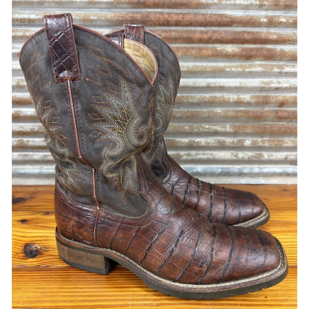 Double H Cowboy Boots Men's 9D Brown Croc/Crocodile Print DH3611